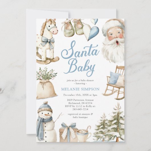 Santa Baby Christmas Baby Shower Kaart (Voorkant)
