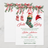 Santa Baby Christmas Baby Shower Kaart (Voorkant / Achterkant)