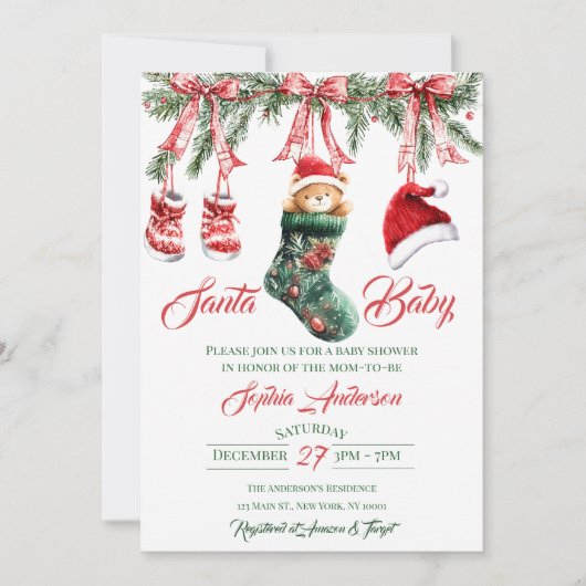 Santa Baby Christmas Baby Shower Kaart (Voorkant)