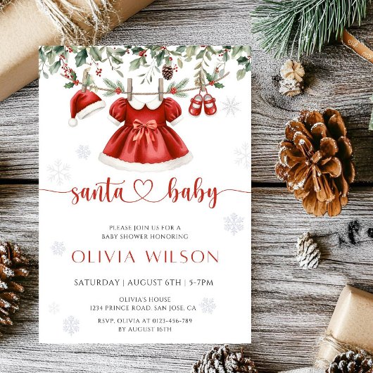 Santa Baby Christmas Baby Shower- Kaart