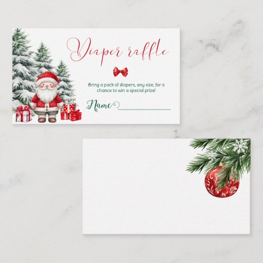 Santa Baby Christmas Baby shower Luierverloting Informatiekaartje (Voorkant / Achterkant)