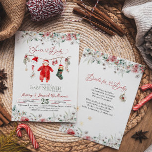 Santa Baby Christmas Baby shower met Boekenaanvraa Kaart