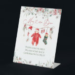 Santa Baby Christmas Baby shower Mom-osa Bar Reclamebord Met Voetstuk<br><div class="desc">Santa Baby Christmas Baby shower Mom-osa Bar</div>