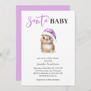 Santa Baby Christmas Baby shower Paarse Kaart
