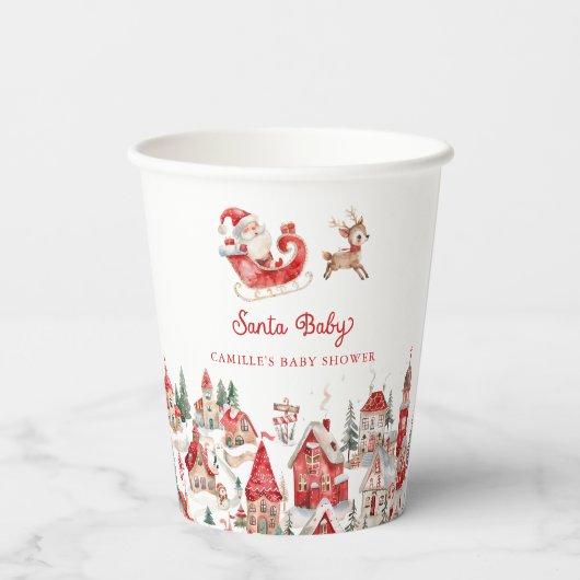 Santa Baby Christmas Baby shower Papieren beker (Achterkant)