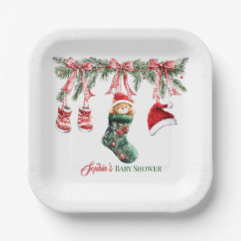 Santa Baby Christmas Baby Shower Papieren Bordje