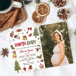 Santa Baby Christmas Baby shower Party Foto Kaart