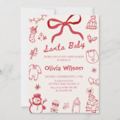 Santa Baby Christmas Baby Shower Party Kaart (Voorkant)