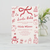 Santa Baby Christmas Baby Shower Party Kaart (Staand voorkant)