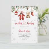 Santa Baby Christmas Baby Shower Party Kaart (Staand voorkant)