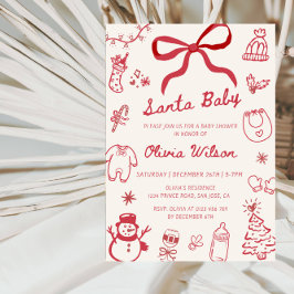 Santa Baby Christmas Baby Shower Party Kaart