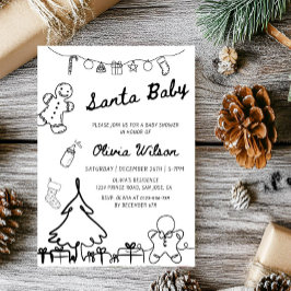 Santa Baby Christmas Baby Shower Party Kaart