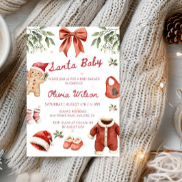 Santa Baby Christmas Baby Shower Party Kaart