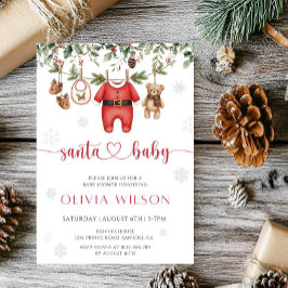 Santa Baby Christmas Baby Shower Party Kaart