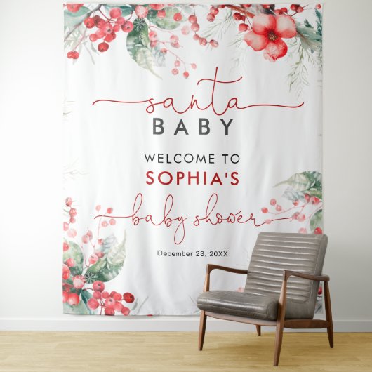 Santa Baby Christmas Baby shower Tapestry Wandkleed (In situ)