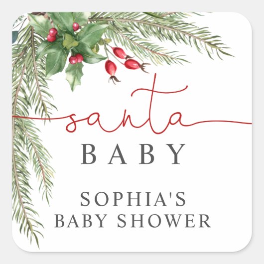 Santa Baby Christmas Baby Shower  Vierkante Sticker (Voorkant)