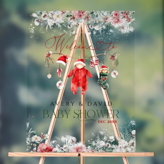 Santa Baby Christmas Baby shower Welkom Acryl Bord (Neutraal)