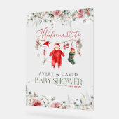 Santa Baby Christmas Baby shower Welkom Acryl Bord (Hoek)
