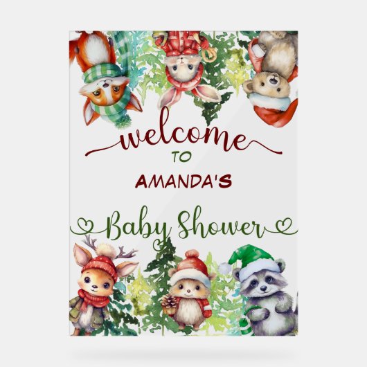 Santa Baby Christmas Baby shower Welkom Acryl Bord (Voorkant)