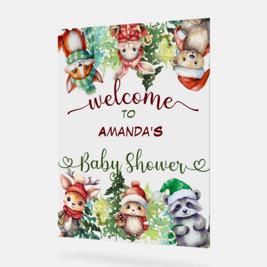 Santa Baby Christmas Baby shower Welkom Acryl Bord (Hoek)