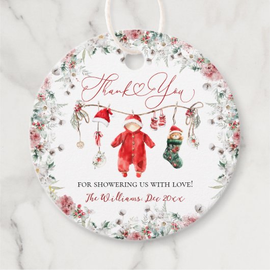 Santa Baby Christmas Baby shower Welkom Bedankjes Labels (Voorkant)
