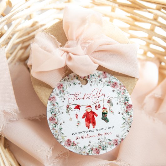 Santa Baby Christmas Baby shower Welkom Bedankjes Labels