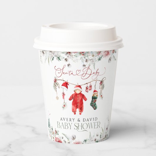 Santa Baby Christmas Baby shower Welkom Papieren Bekers (Achterkant)