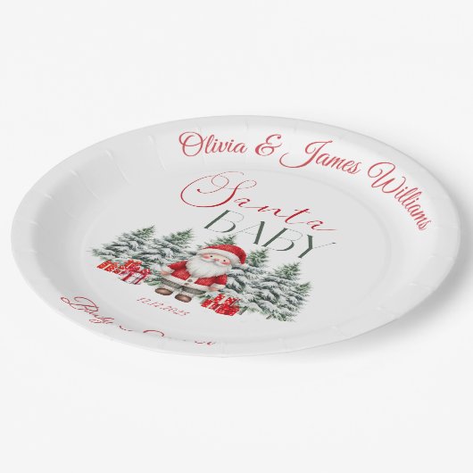 Santa Baby Christmas Baby shower Welkom Papieren Bordje (Gekanteld)