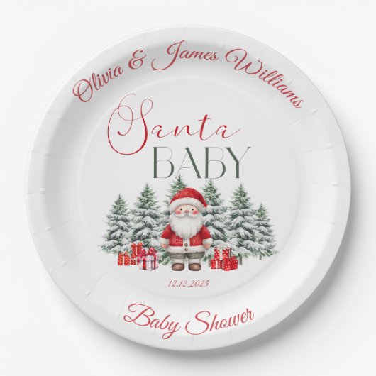 Santa Baby Christmas Baby shower Welkom Papieren Bordje (Voorkant)