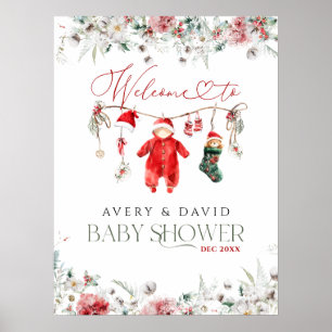 Santa Baby Christmas Baby shower Welkom Poster