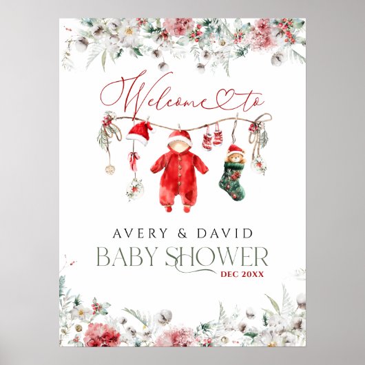 Santa Baby Christmas Baby shower Welkom Poster (Voorkant)