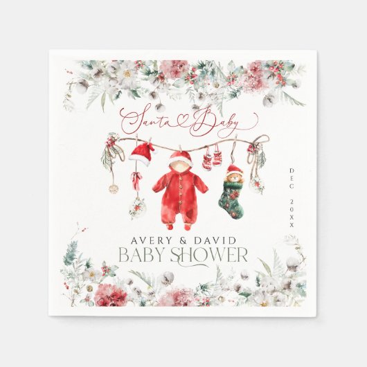 Santa Baby Christmas Baby shower Welkom Servet (Voorkant)