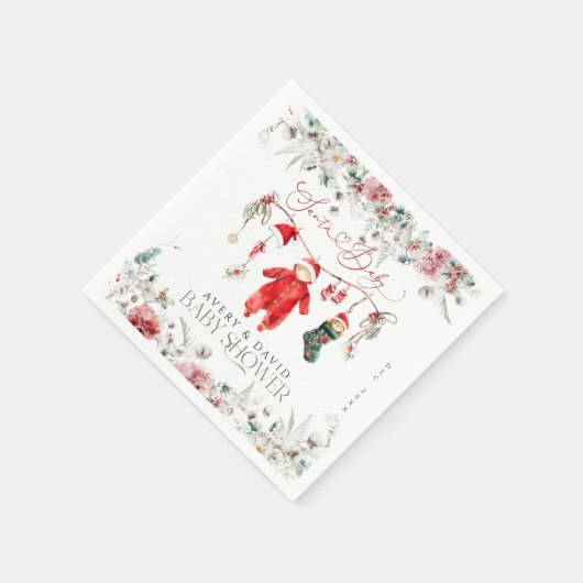 Santa Baby Christmas Baby shower Welkom Servet (Hoek)