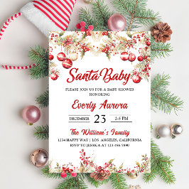 Santa Baby Christmas Bloemen Baby shower Kaart
