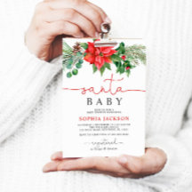 Santa Baby Christmas Bloemen Baby shower Uitnodigi