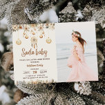 Santa Baby Christmas Bloemen Kerstmis Baby shower Kaart<br><div class="desc">Boho Floral Christmas Baby shower Foto</div>