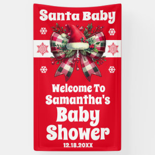 Santa Baby Christmas Bow Baby shower Welkom Spandoek