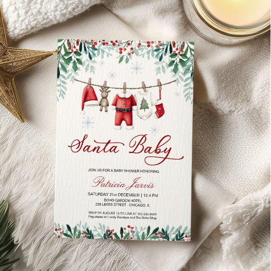 Santa Baby Christmas Boy Baby Shower Kaart