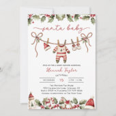Santa Baby Christmas Clothesline Baby shower Kaart (Voorkant)