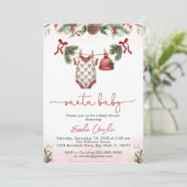 Santa baby Christmas Clothesline baby shower Kaart (Staand voorkant)