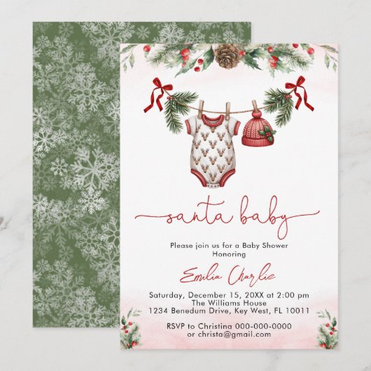 Santa baby Christmas Clothesline baby shower Kaart (Voorkant / Achterkant)