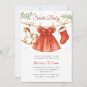 Santa Baby Christmas Clothesline Girl Baby Shower  Kaart (Voorkant)