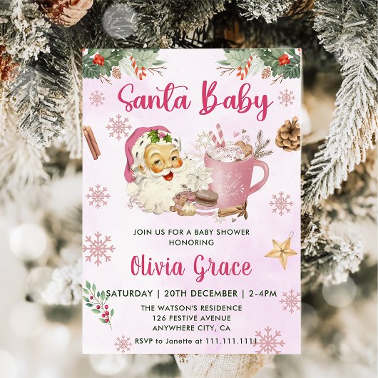 Santa Baby Christmas Cookie Baby shower Kaart