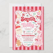 Santa Baby Christmas Coquette Bow Baby Shower Kaart (Voorkant)