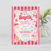 Santa Baby Christmas Coquette Bow Baby Shower Kaart (Staand voorkant)