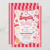 Santa Baby Christmas Coquette Bow Baby Shower Kaart (Voorkant / Achterkant)