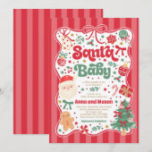 Santa Baby Christmas Coquette Bow Baby Shower Kaart (Voorkant / Achterkant)