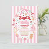 Santa Baby Christmas Coquette Bow Baby Shower Kaart (Staand voorkant)