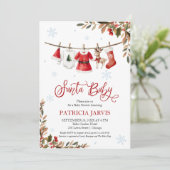 Santa Baby Christmas Girl Baby Shower Kaart (Staand voorkant)