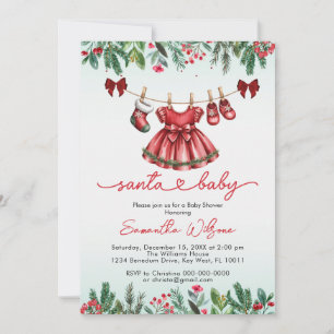 Santa baby Christmas Girl baby shower Kaart